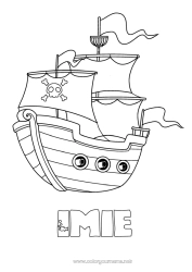 Kolorowanka za darmo Pirata Pojazdy łódź Pojazdy morskie