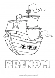 Coloriage gratuit Pirate Véhicules Bateau Véhicules maritimes