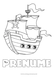 Desen liber de colorat Pirați Vehicule Barcă Vehicule maritime