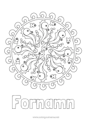Gratis färgläggning Mandala Hav Djur Hippocampus Marina djur eller vattenlevande djur