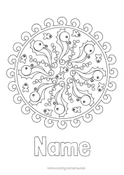 Free colouring Mandala Sea Animal Seahorse Marine or aquatic animals
