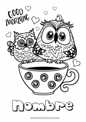 Dibujo libre Taza Búho Animales Café Bebidas Aves y mamíferos voladores