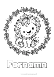 Gratis färgläggning Söt Blommor Lejon Djur Afrikas vilda djur