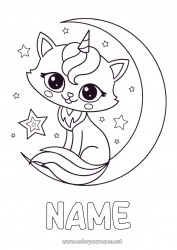 Coloring to customize Cute Cat Unicorn Animal Dog and cat Dragons, unicorns and fantastic animals