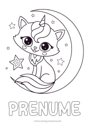 Desen liber de colorat Drăguț Pisică Unicornă Animal Câini și pisici Dragoni, unicorni și animale fantastice