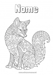 Desenho para personalizar Lobo Mandala Raposa Animais da floresta