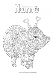 Free coloring Fancy dress Cute Mandala Pig Shrove Tuesday Farm animals