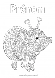 Coloriage gratuit Déguisement Mignon Mandala Cochon Animal Mardi gras Animaux de la ferme