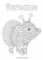 Kostenlose Malvorlage Verkleidung Niedlich Mandala Schwein Tier Karnevalsdienstag Bauernhoftiere