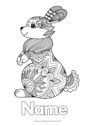Free colouring Mandala Rabbit Animal Chinese New Year Forest animals