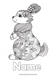 Free coloring Mandala Bunny Animal Chinese New Year Forest animals