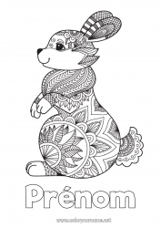 Coloriage gratuit Mandala Lapin Animal Nouvel An chinois Animaux de la forêt