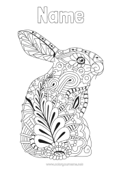Free colouring Calm and zen Mandala Rabbit Animal Chinese New Year Forest animals