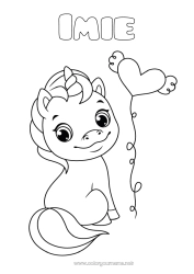 Rysunek za darmo Słodki Serce Jednorożec Zwierzę Łatwe kolorowanki Smoki, jednorożce i fantastyczne zwierzęta