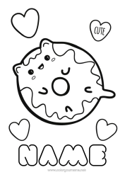 Free colouring Cute Cute Food Doughnuts Treats, sweets