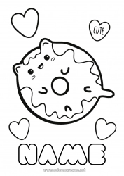 Coloring to customize Cute Kawaii Food Donuts Treats