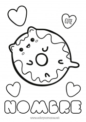 Colorear para personalizar Lindo Kawaii Alimento Donuts Golosinas