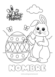 Dibujo libre Arte Kawaii Conejo Animales Huevos de Pascua Pascua de Resurrección Mensaje de 