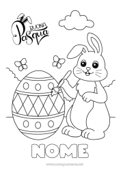 Disegno gratuito Arte Kawaii Coniglio Animale Uova di Pasqua Pasqua Messaggio di 