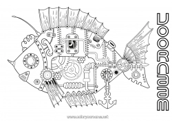 Gratis tekening Robot Dier Vis Complex Kleurplaten Zeedieren