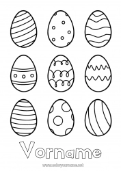 Kostenlose Zeichnung Kinderaktivitäten Ostereier Einfache Ausmalbilder