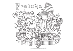 Pagină de colorat gratuită Mare Sirena Animale marine sau acvatice Caracatiță, polip