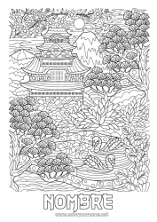Colorear para personalizar Mandala Japón Cisne Aves y mamíferos voladores