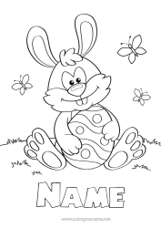 Free colouring Spring Rabbit Animal Easter eggs Easter Forest animals