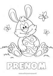 Coloriage à personnaliser Printemps Lapin Animal Oeufs de Pâques Pâques Animaux de la forêt