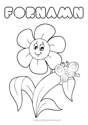 Gratis färgläggning Blommor Vår Fjäril Djur Lätta målarbilder Insekter