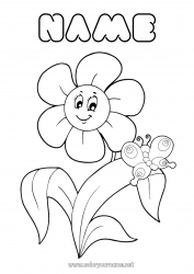 Free coloring Flowers Spring Butterfly Animal Easy coloring pages Insects