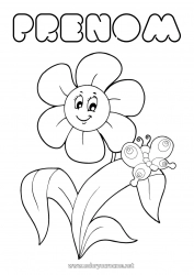 Dessin gratuit Fleurs Printemps Papillon Animal Coloriages faciles Insectes