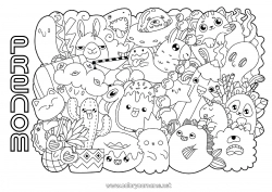 Coloriage gratuit Mignon Kawaii