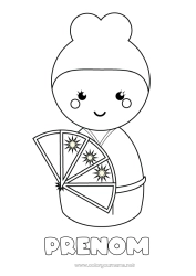 Coloriage gratuit Jouets Japon Kimono Jeux et jouets