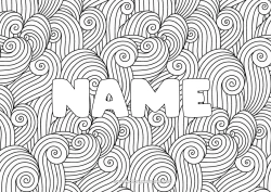 Free colouring Mandala Summer Sea Decorated name Zentangle Decorative background Waves