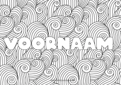 Gratis kleurplaat Mandala Zomer Zee Gedecoreerde naam Zentangle Decoratieve achtergrond Golven