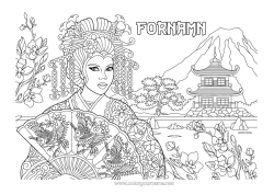 Gratis färgläggning Japan Körsbärsträd Pagod