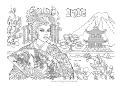 Rysunek za darmo Japon Czereśnia Pagoda