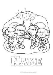Free colouring Football Sport Girl Cup, trophy, medal Team sports Competitions and awards Women's football Footballer