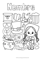 Dibujo libre Chica Suerte Trébol Herradura Día de San Patricio Bebidas Cerveza