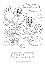 Free coloring Bird Spring Animal Flying birds and mammals