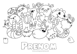 Coloriage gratuit Monstre Mignon Kawaii