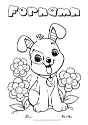 Gratis färgläggning Blommor Hund Vår Djur Hundar och katter