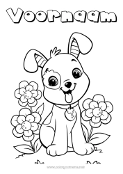 Gratis tekening Bloemen Hond Lente Dier Honden en katten