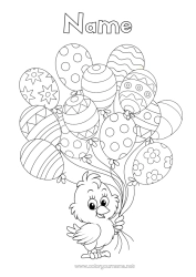 Colouring to customise Balloons Spring Chick Animal Easter Farm Animals