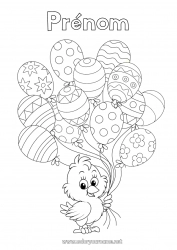 Coloriage gratuit Ballons Printemps Poussin Animal Pâques Animaux de la ferme