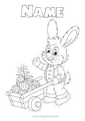 Free colouring Spring Rabbit Animal Easter eggs Easter Forest animals