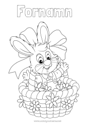 Gratis färgläggning Blommor Vår Kanin Djur Påsk Korg Skogens djur