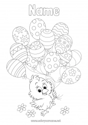 Free coloring Balloons Spring Chick Animal Easter Farm animals