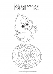 Coloring to customize Spring Chick Animal Easter eggs Easter Farm animals